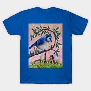 Blue Jay Watercolor Painting T-Shirt